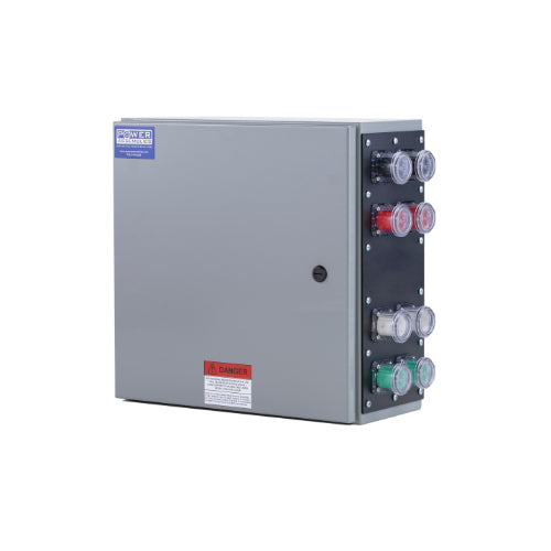 Power Assemblies Camlock Con Box, Right 90°, Threaded Post, 800 Amps, 120/240 Volts, Male, Blk/Red/Wht/Grn