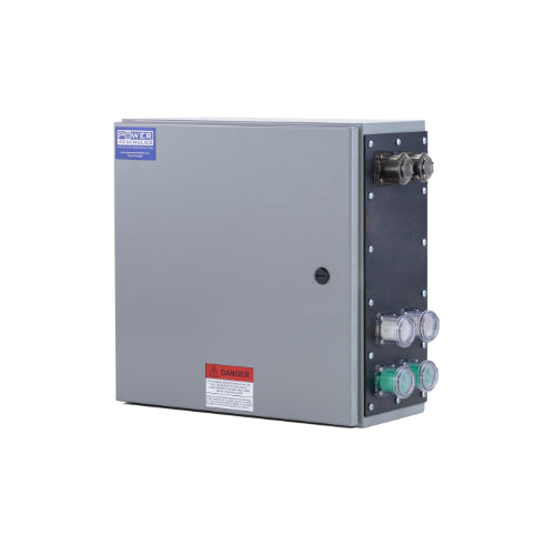 Power Assemblies Camlock Con Box, Right 90°, Double Set Screw, 800 Amps, 120 Volts, Female, Blk/Wht/Grn