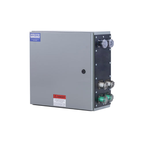 Power Assemblies Camlock Con Box, Right 90°, Threaded Post, 800 Amps, 120 Volts, Male, Blk/Wht/Grn