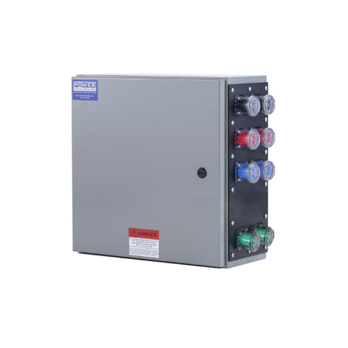 Power Assemblies Camlock Con Box, Right 90°, Double Set Screw, 800 Amps, 208 Volts, Male, Blk/Red/Blu/Grn