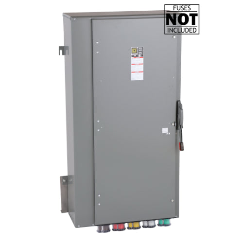 Cam Lock Connection Switch 800A, Single-Throw, Fusible, Non-Switched Neutral, Cams to Load, 277/480V