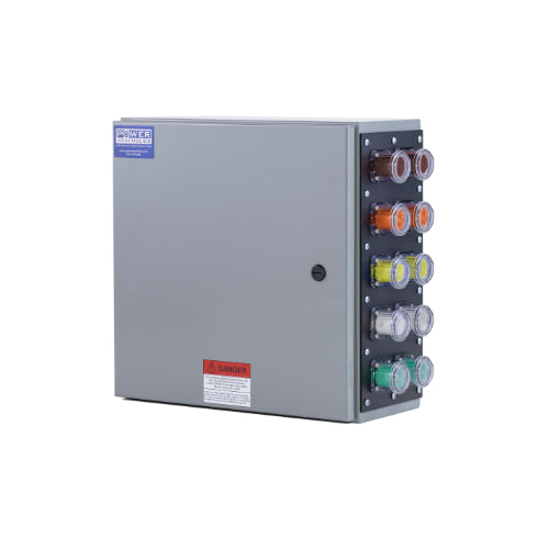 Power Assemblies Camlock Con Box, Right 90°, Threaded Post, 800 Amps, 277/480 Volts, Male, Brn/Org/Yel/Wht/Grn