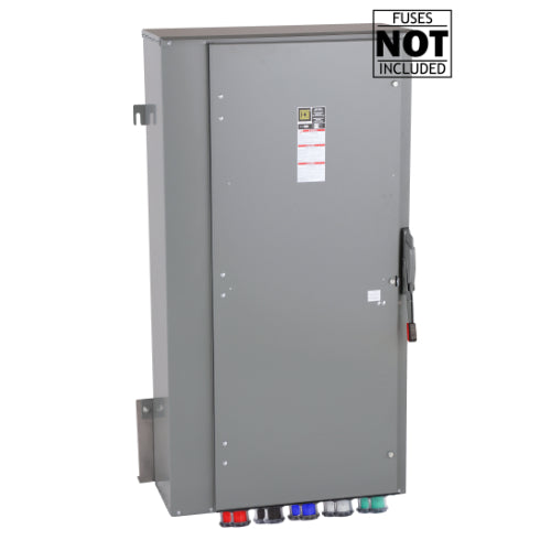 Cam Lock Connection Switch 800A, Single-Throw, Fusible, Non-Switched Neutral, Cams to Load, 347/600V