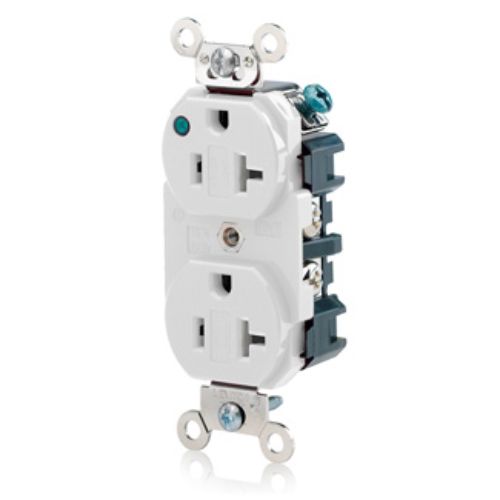 Leviton Duplex Recept Outlet,NEMA5-15R,2P3W,125V,Power Indicator-WT