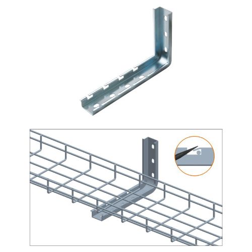 Quest Manufacturing L Wall Bracket for 12" wire mesh cable tray