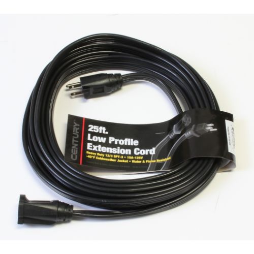 Century Wire And Cable 25' 12/3 SPT-3 Low Profile Extension Cord Black/Black