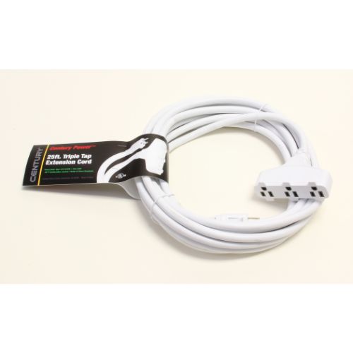 Century Wire And Cable 25' 12/3 SJTW Pro Classic Tri Tap Extension Cord White