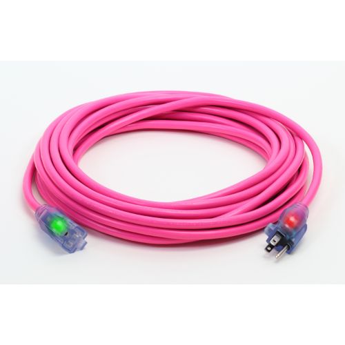 Century Wire And Cable 15' 14/3 SJTW Pro Glo Extension Cord Pink