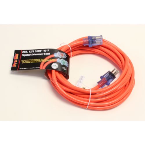 Century Wire And Cable 25' 12/3 SJTW Pro Glo Extension Cord Orange