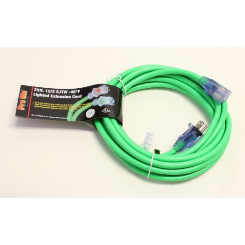 Century Wire And Cable 25' 12/3 SJTW Pro Glo Extension Cord Green