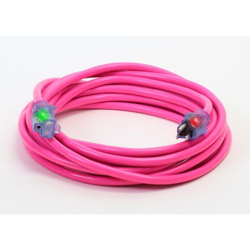 Century Wire And Cable 100' 12/3 SJTW Pro Glo Extension Cord Pink
