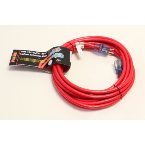 Century Wire And Cable 25' 12/3 SJTW Pro Glo Extension Cord Red