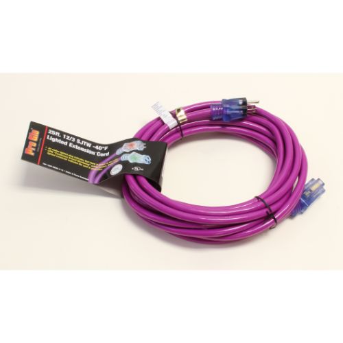Century Wire And Cable 25' 12/3 SJTW Pro Glo Extension Cord Purple