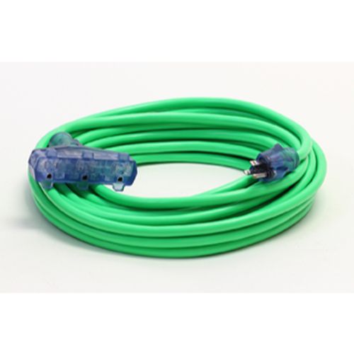 Century Wire And Cable 25' 12/3 SJTW Pro Glo Tri Tap Extension Cord Green