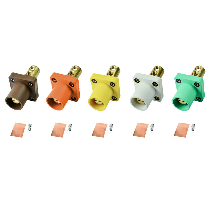 90-Degree 277/480V Male Double Set Screw Panel Mount Connectors Portable Power Package