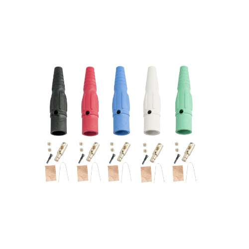 Series 16 Inline Cable Mounted Camlock (Set of 5), Male, #6 - #2 AWG, BLK/RED/BLU/WHT/GRN Portable Power Package