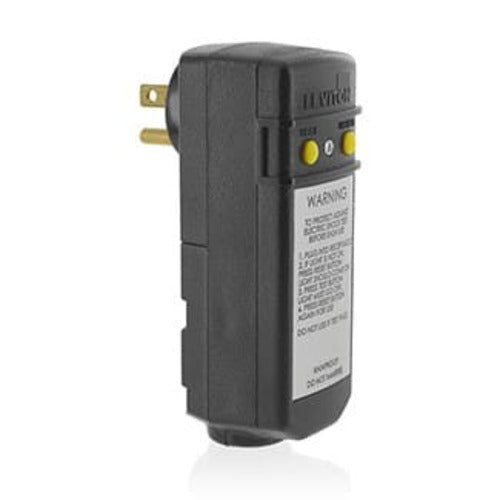 Leviton Manufacturing Company GFCI Right Angle Plug, Grounded, 15A 120VAC- Black