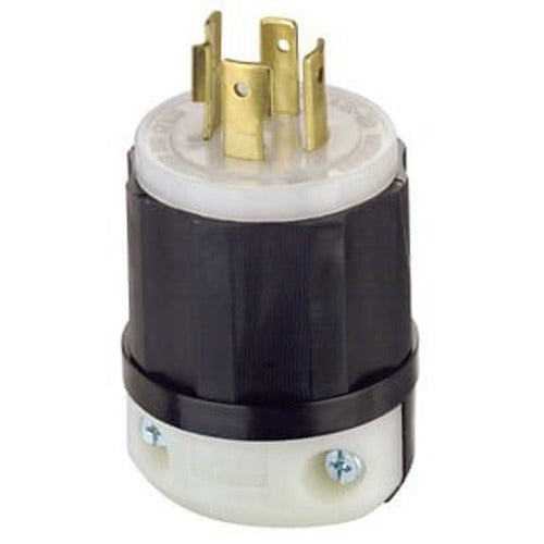 Leviton Manufacturing Company Locking Plug, 3P, 4W, L16-20 - 20A, 480V, Black/White