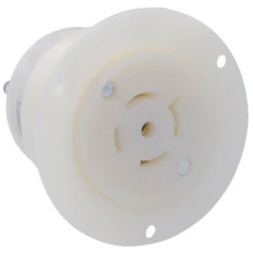 Leviton Manufacturing Company Flanged Outlet Locking Receptacle, NEMA L21-20R,20A,4P5W-WT