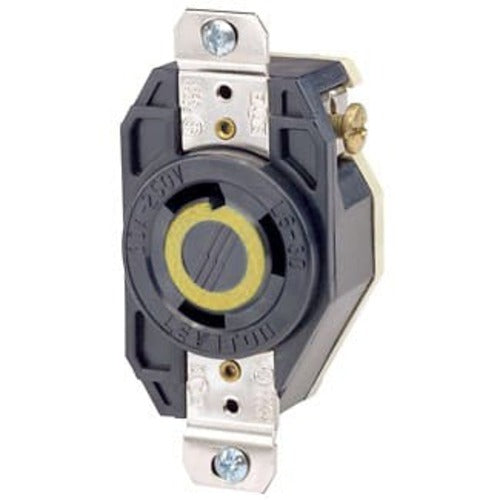 Leviton Manufacturing Company Flush Mtg Locking Receptacle, NEMA L5-30R, 30A, 2P3W -Black