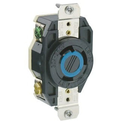 Leviton Manufacturing Company Flush Mtg Locking Receptacle, NEMA L6-30R, 30A, 2P3W -Black