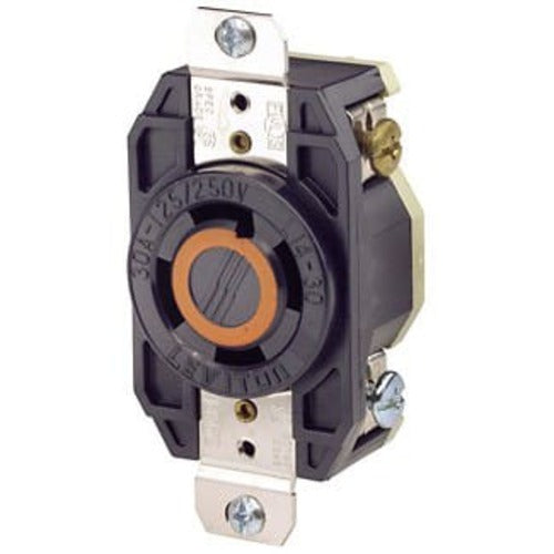 Leviton Manufacturing Company Flush Mtg Locking Receptacle, NEMA L14-30R, 30A, 3P4W -Black