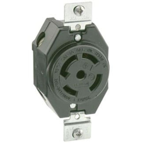 Leviton Manufacturing Company Flush Mtg Locking Receptacle, NEMA L22-30R, 30A, 4P5W -Black