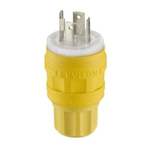 Leviton Manufacturing Company Locking Plug, NEMA L14-30P, 3P4W, 30A, Wetguard-Yellow