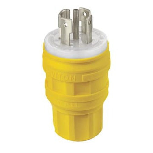 Leviton Manufacturing Company Locking Plug, NEMA L21-30P, 4P5W, 30A, Wetguard-Yellow