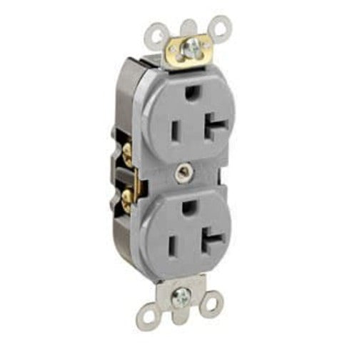 Leviton Manufacturing Company Duplex Receptacle,NEMA5-20R,20A,2P3W,Self Gnd-GY