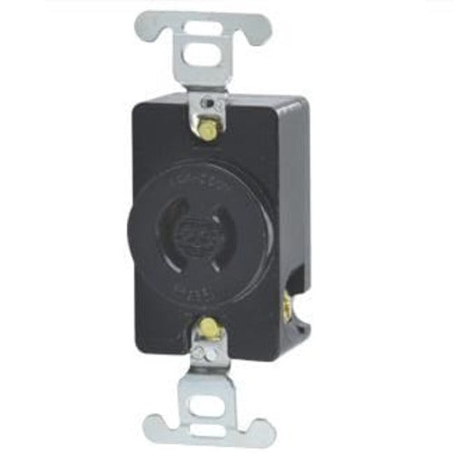 Leviton Manufacturing Company Single Receptacle 2P2W, NEMA L2-20, 20A, 250V-Black