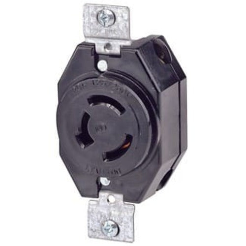Leviton Manufacturing Company Flush Mount Lock Recept,3P3W,nonNEMA,non-GND,20A,125/250V-BK