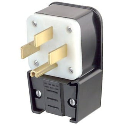 Leviton Manufacturing Company Angle Plug, NEMA 14-50P, 3P4W, 50A,125/250V, Grounding-BK