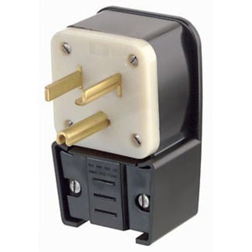Leviton Manufacturing Company Angle Plug, NEMA 5-30P, 2P3W, 30A,125V, Grounding-Black