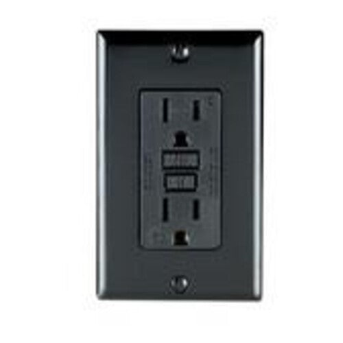 Leviton Manufacturing Company SmartlockPro Slim Self-Test GFCI Receptacle,20A,125V-BK