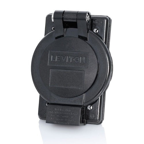 Leviton Manufacturing Company 1-Gang Weatherproof Cover for Flanged Devices, 1.75 FS/FD-BK