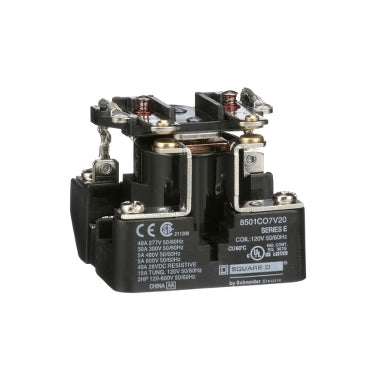 Schneider Electric 8501CO7V20 DPST Power Relay, 2 NO and 0 NC, 1.5 HP, 30 A resistive at 300 V, 120 VAC coil