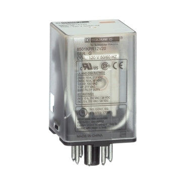 Schneider Electric 8501KPR13V20 11 Pin Plug In Relay, 3 poles, 120 VAC coil, 3 CO