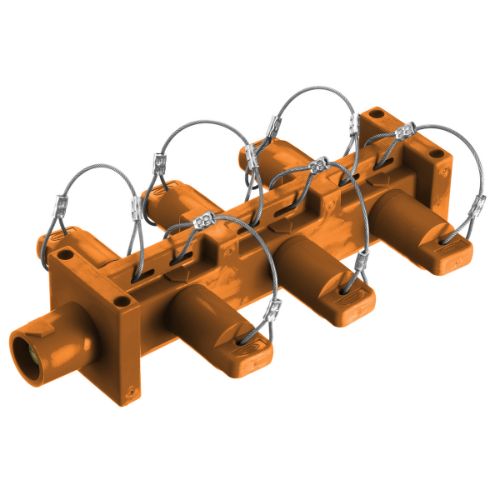 Hubbell Wiring Device-Kellems HBL7DBO Series 16 Distribution Block ( 1 Male - 6 Females) - Orange