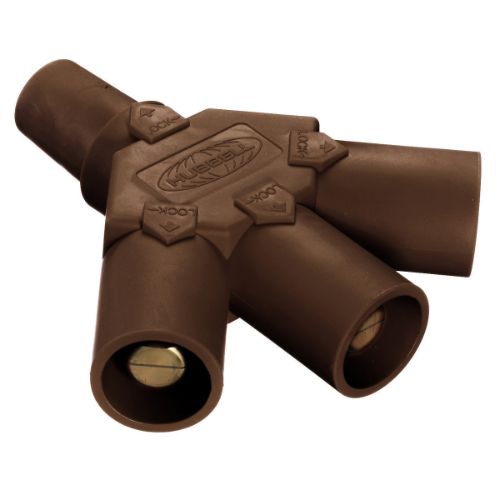 Hubbell Wiring Device-Kellems Series 16 3-Fer Tri-Taps Device, Female to Male/Male/Male - Brown Wire Connectors