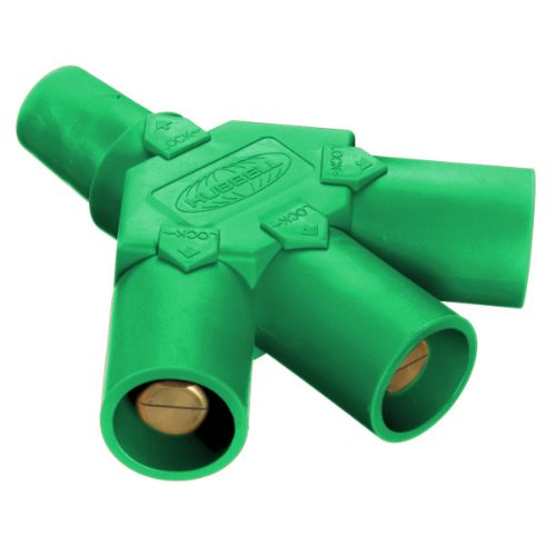 Hubbell Wiring Device-Kellems Series 16 3-Fer Tri-Taps Device, Female to Male/Male/Male - Green Wire Connectors