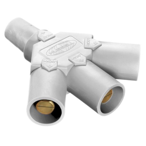 Hubbell Wiring Device-Kellems Series 16 3-Fer Tri-Taps Device, Female to Male/Male/Male - White Wire Connectors