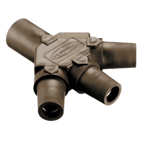 Hubbell Wiring Device-Kellems Series 16 3-Fer Tri-Taps Device, Male to Female/Female/Female - Brown Wire Connectors