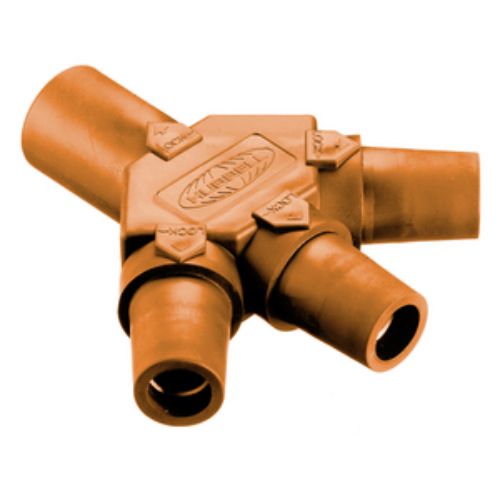 Hubbell Wiring Device-Kellems Series 16 3-Fer Tri-Taps Device, Male to Female/Female/Female - Orange Wire Connectors