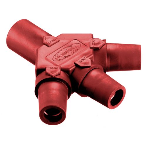 Hubbell Wiring Device-Kellems Series 16 3-Fer Tri-Taps Device, Male to Female/Female/Female - Red Wire Connectors