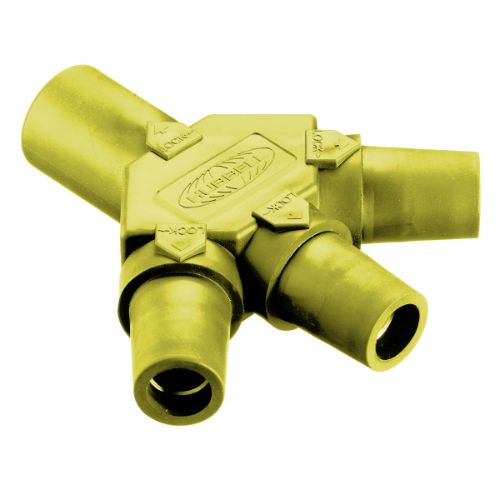 Hubbell Wiring Device-Kellems Series 16 3-Fer Tri-Taps Device, Male to Female/Female/Female - Yellow Wire Connectors