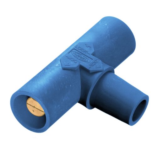Hubbell Wiring Device-Kellems HBLPTBL Series 16 Paralleling Tee (Female-Male-Male) - Blue