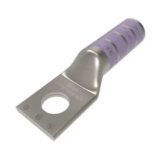 Compression Lug, Copper, 1 Hole 1/2", Long Barrel, 4/0 AWG