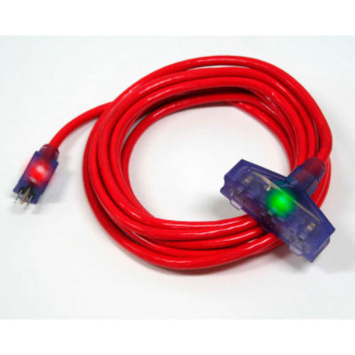 Century Wire And Cable 100' 12/3 SJTW Pro Glo Tri Tap Extension Cord Red