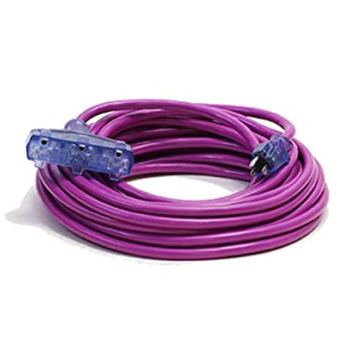 Century Wire And Cable 25' 12/3 SJTW Pro Glo Tri Tap Extension Cord Purple